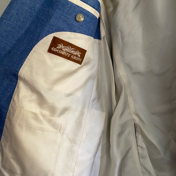 Coconut Grove Blazer Men’s Size 44 Blue Two Button Wool Bamboo Silk Work Party - Picture 8 of 11